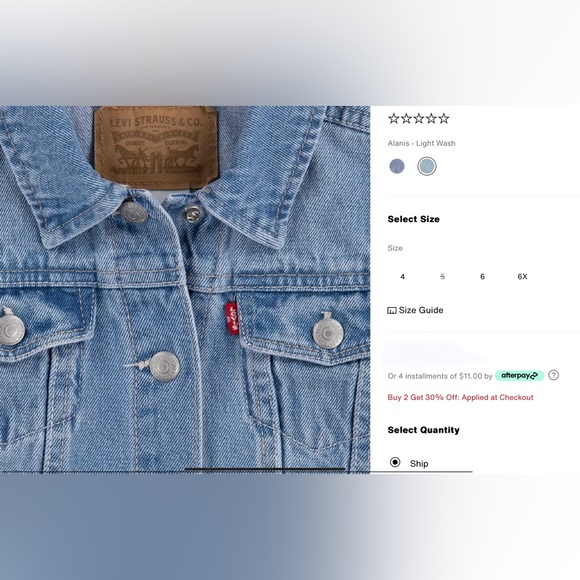 Levi’s little girls Sz 5/6 Kids Trucker Denim Jacket with curated patches - Picture 15 of 15